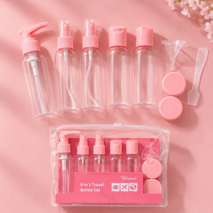 Set 9 Envases Botellas De Viaje Para Cosméticos