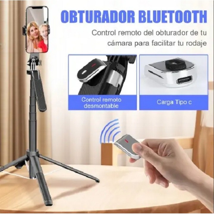 Trípode Palo Selfie 1.8m Base 4 Patas Control Bluetooth P180