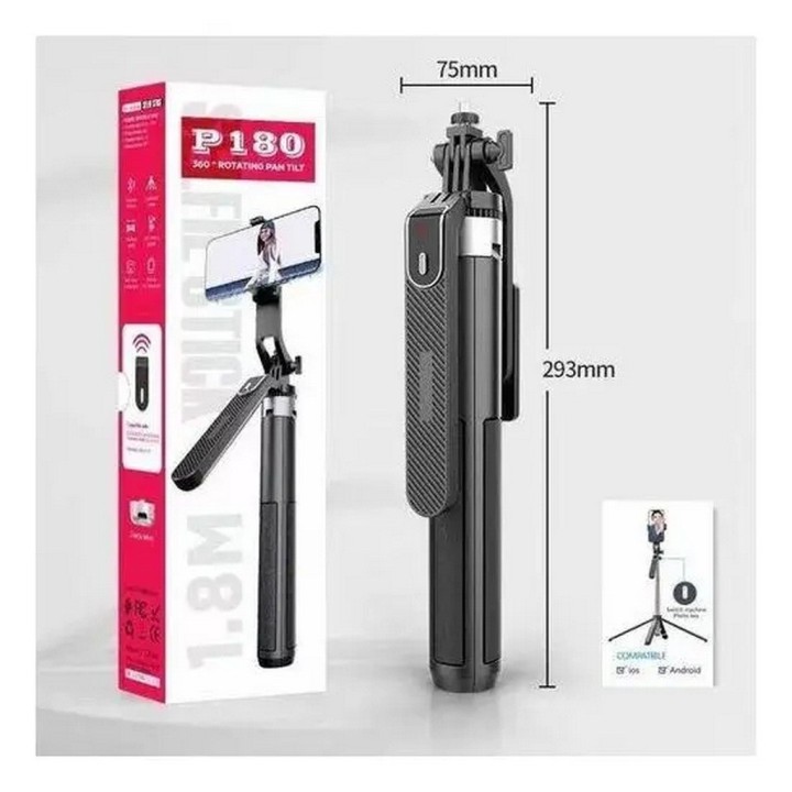 Trípode Palo Selfie 1.8m Base 4 Patas Control Bluetooth P180
