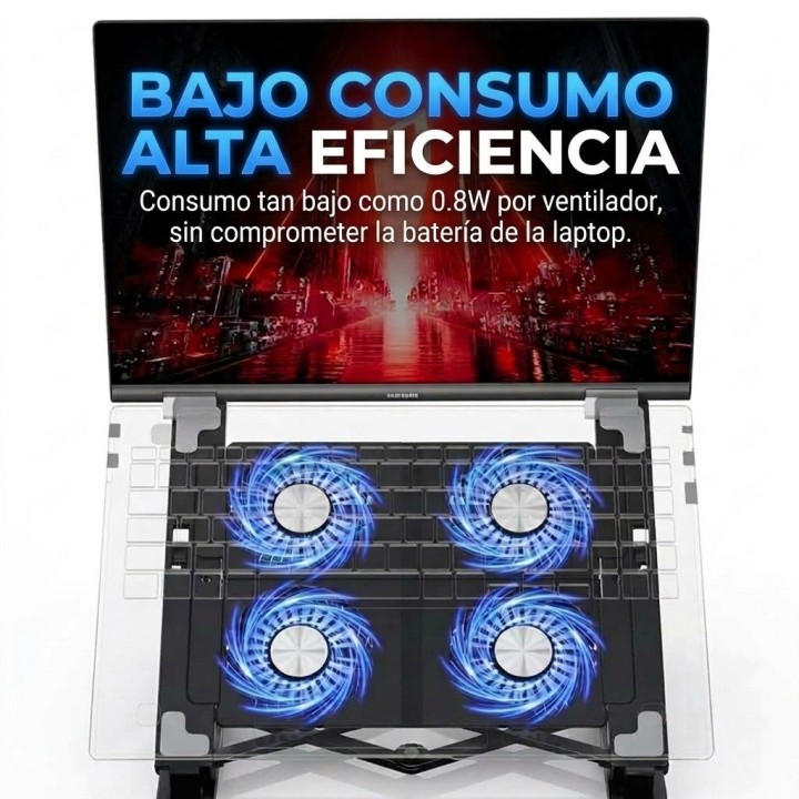 Base Enfriadora Plegable Laptop 4 Ventiladores 10 Niveles