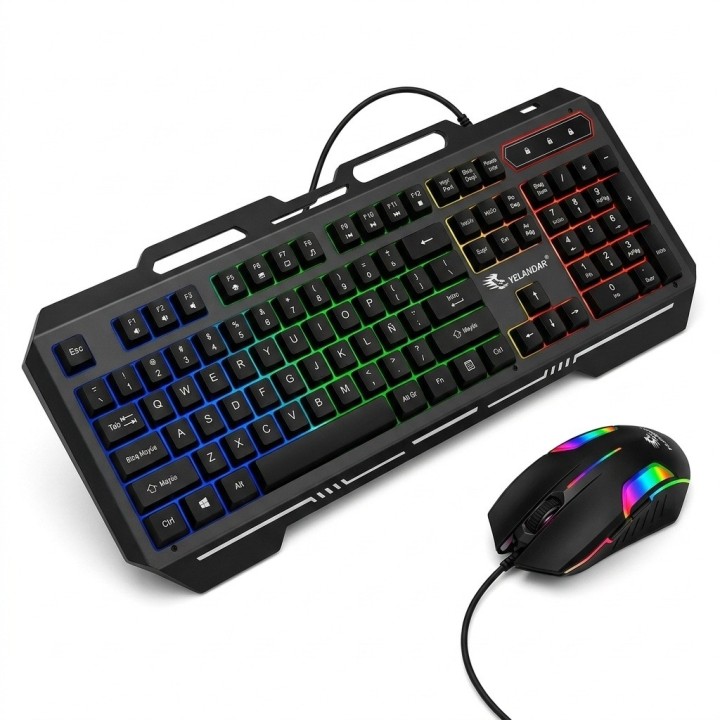 Kit Gamer Teclado Español Y Mouse Led Alámbrico Kt880