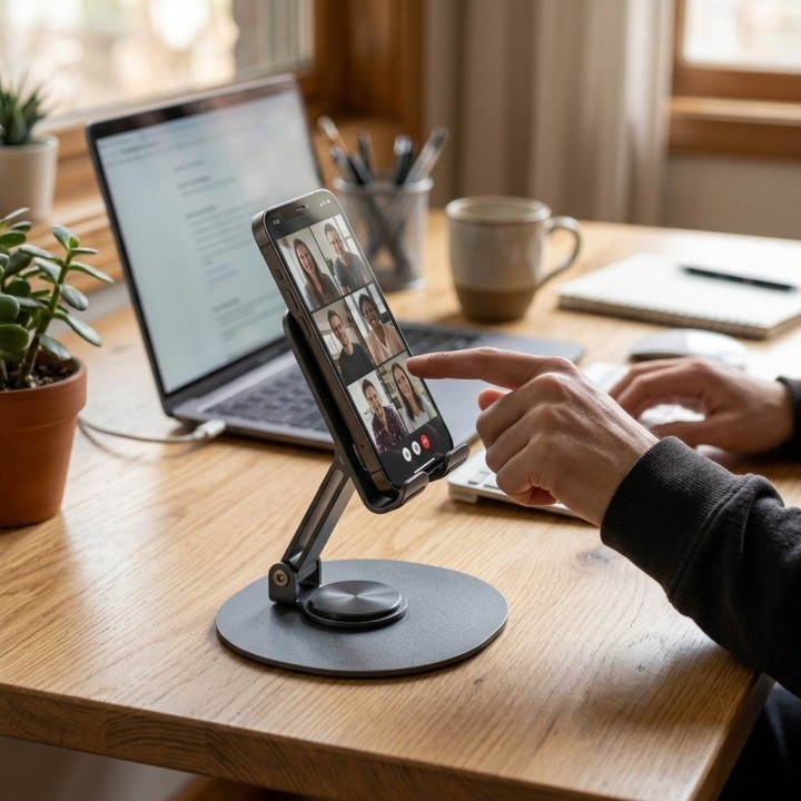 Soporte Metálico Plegable Giratorio 360 Celular Y Tablet