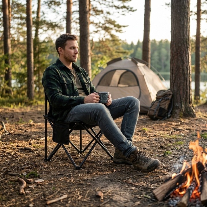 Silla De Camping Plegable Portátil Con Bolso