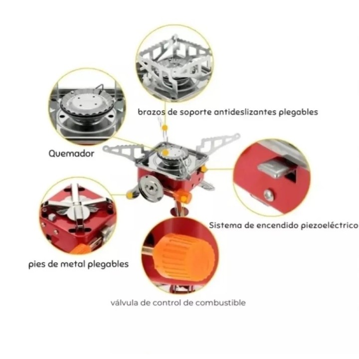 Estufa De Gas Portátil Plegable Camping 2800w Kovar K-202