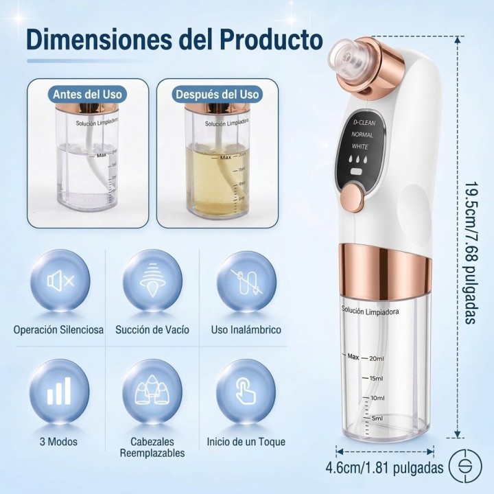 Extractor Puntos Negros Limpiador Facial Poros Recargable