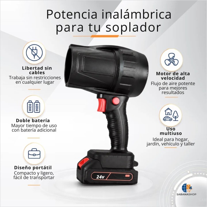 Kit Soplador De Aire Inalámbrico 24v Portátil + 2 Baterías