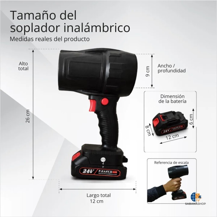 Kit Soplador De Aire Inalámbrico 24v Portátil + 2 Baterías