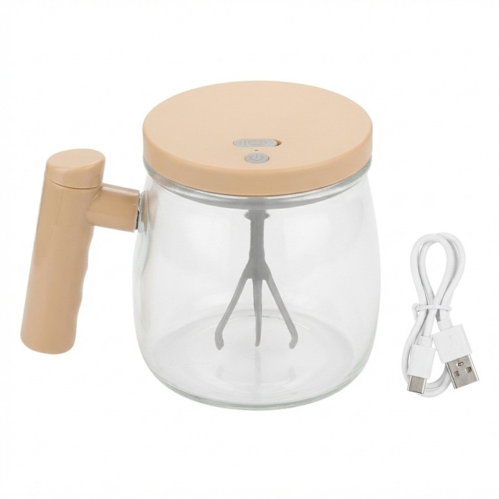 Mug Batidor Automático Eléctrico Vidrio Recargable 400ml