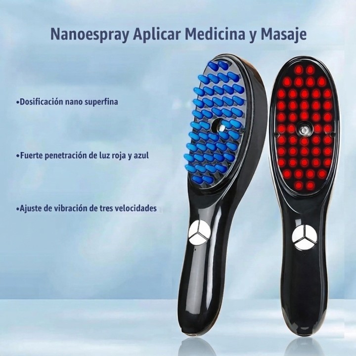 Cepillo Masajeador Capilar 4 En 1 Luz Led Vapor Y Vibración