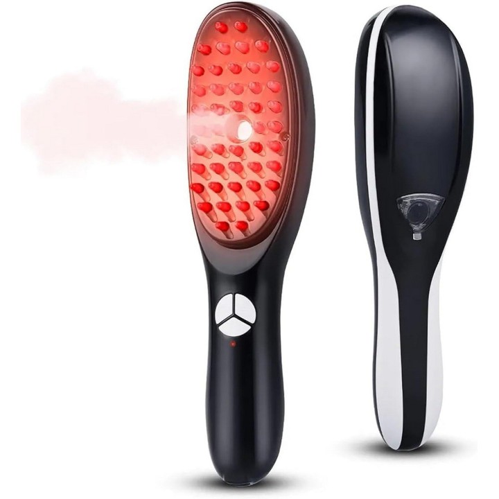 Cepillo Masajeador Capilar 4 En 1 Luz Led Vapor Y Vibración