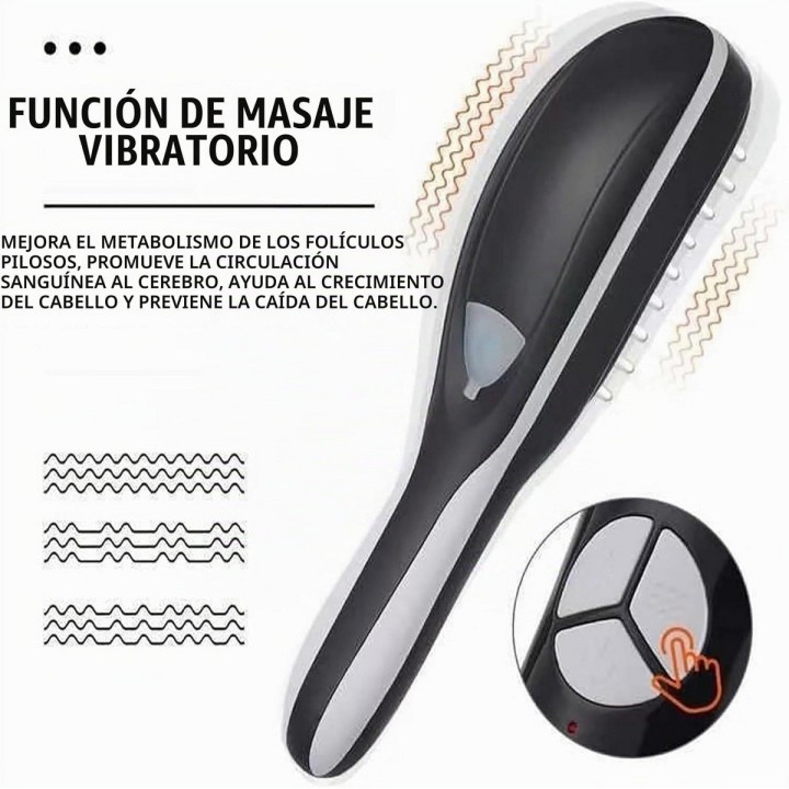 Cepillo Masajeador Capilar 4 En 1 Luz Led Vapor Y Vibración