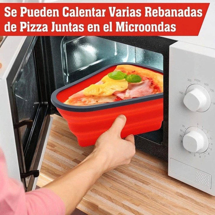Recipiente Plegable Guarda Pizza Silicona Con 5 Bandejas