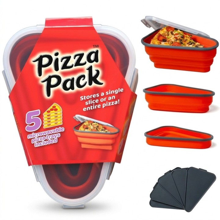 Recipiente Plegable Guarda Pizza Silicona Con 5 Bandejas