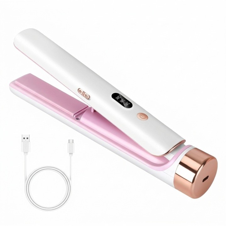 Plancha Rizadora Cabello Recargable Usb 2 En 1 Mge-032