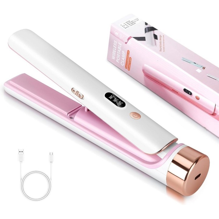 Plancha Rizadora Cabello Recargable Usb 2 En 1 Mge-032