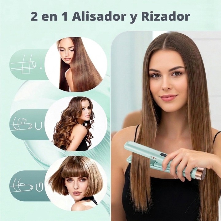 Plancha Rizadora Cabello Recargable Usb 2 En 1 Mge-032