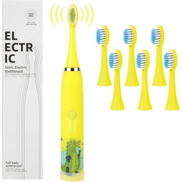 Cepillo Eléctrico Niños Sónico 6 Cabezales Usb Recargable