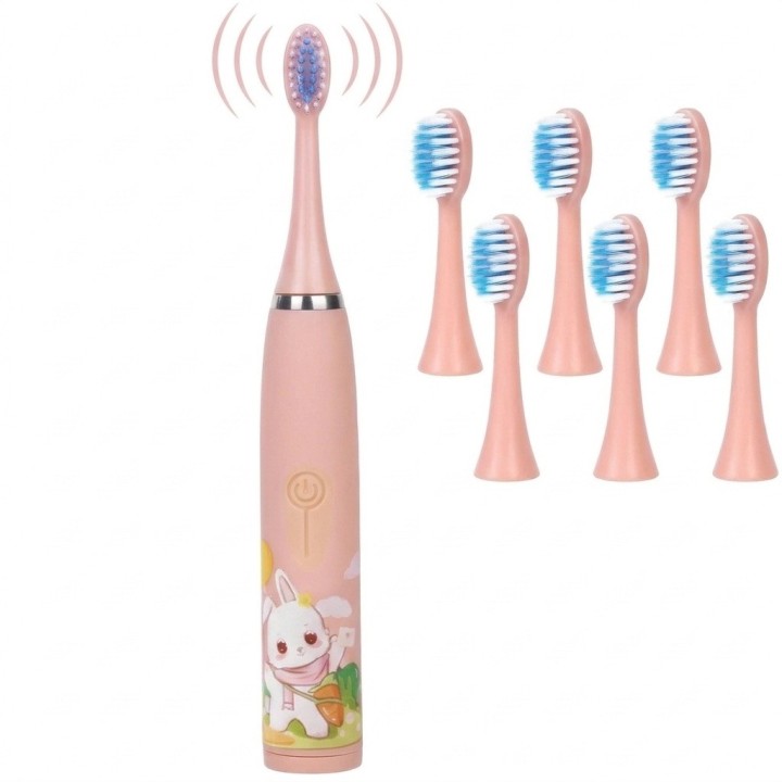 Cepillo Eléctrico Niños Sónico 6 Cabezales Usb Recargable