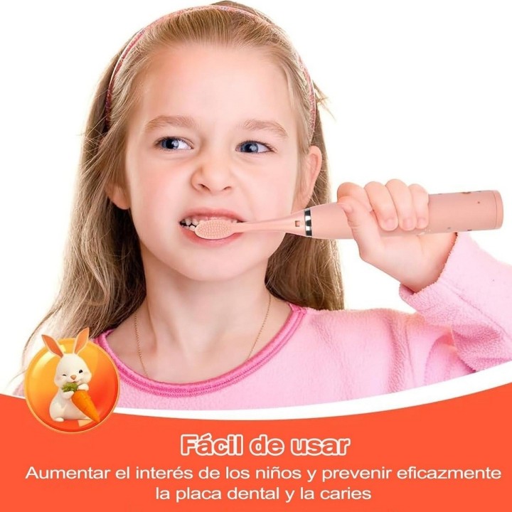 Cepillo Eléctrico Niños Sónico 6 Cabezales Usb Recargable