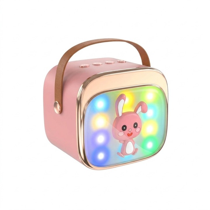 Karaoke Infantil Bluetooth Con 2 Micrófonos Y Luces Mágicas
