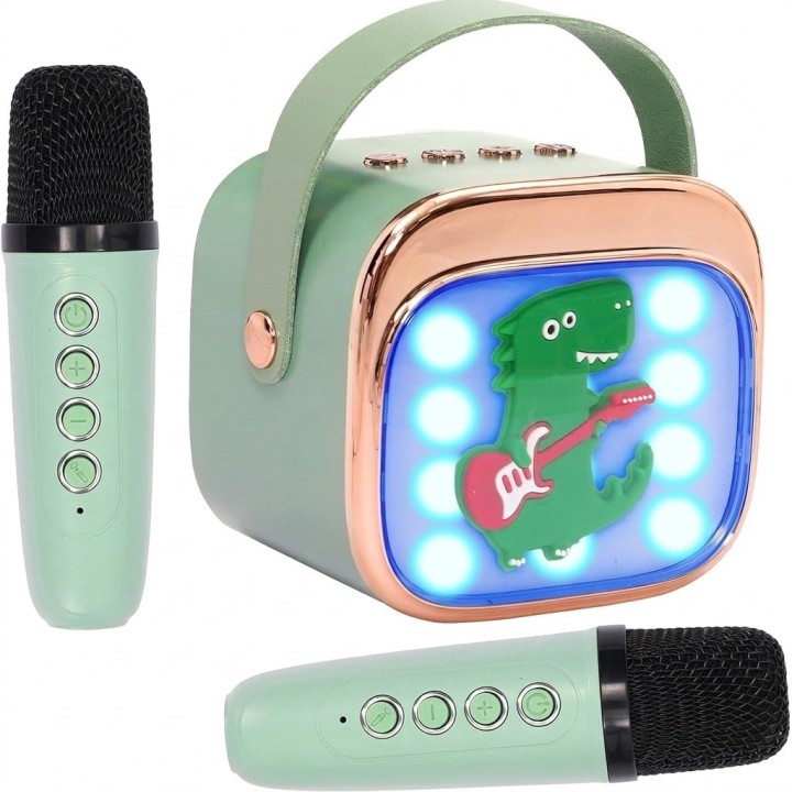 Karaoke Infantil Bluetooth Con 2 Micrófonos Y Luces Mágicas