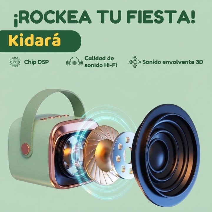 Karaoke Infantil Bluetooth Con 2 Micrófonos Y Luces Mágicas