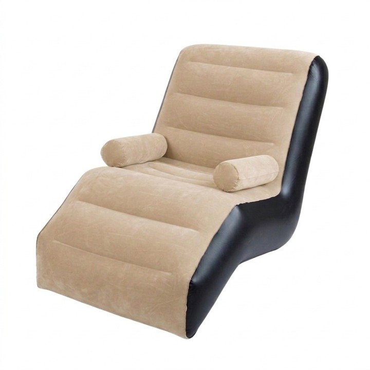 Sillón Puff Inflable Ergonómico Para Descanso Terciopelo