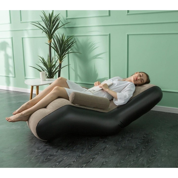 Sillón Puff Inflable Ergonómico Para Descanso Terciopelo