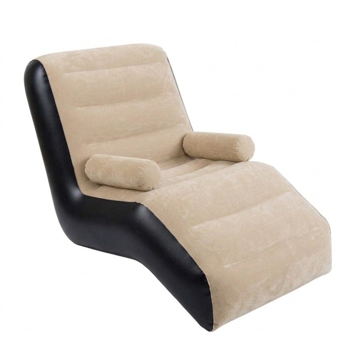 Sillón Puff Inflable Ergonómico Para Descanso Terciopelo