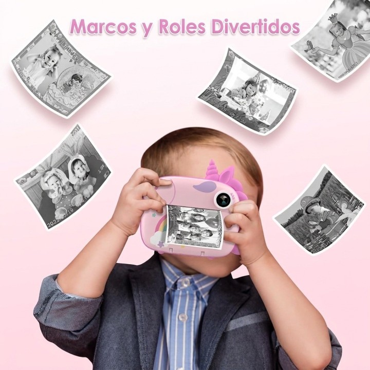 Cámara Infantil Unicornio Impresión Instantánea Fotos Video