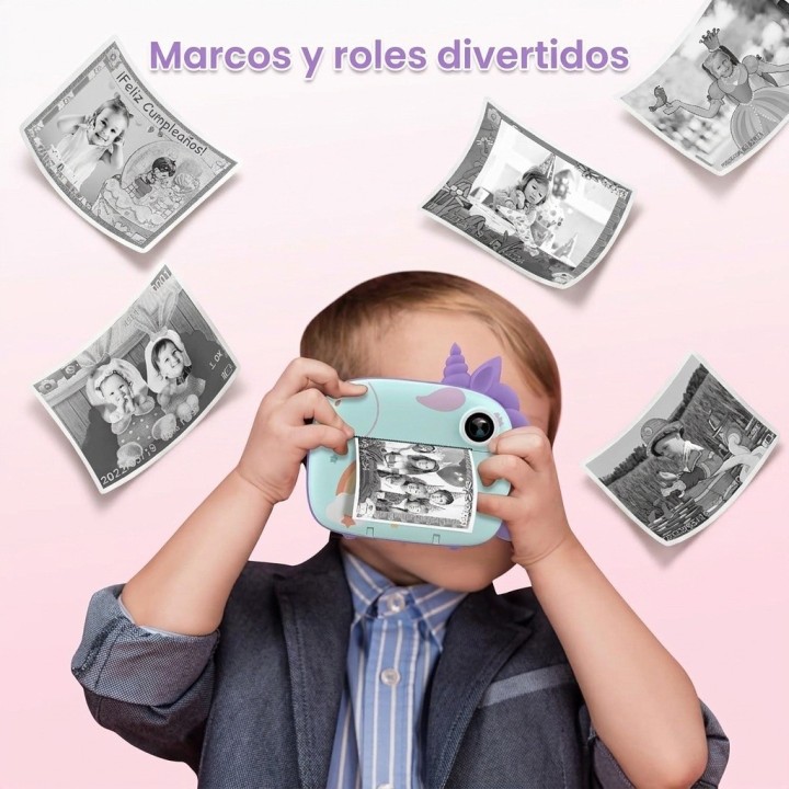 Cámara Infantil Unicornio Impresión Instantánea Fotos Video