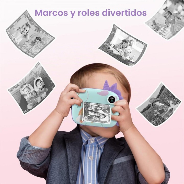 Cámara Infantil Unicornio Impresión Instantánea Fotos Video