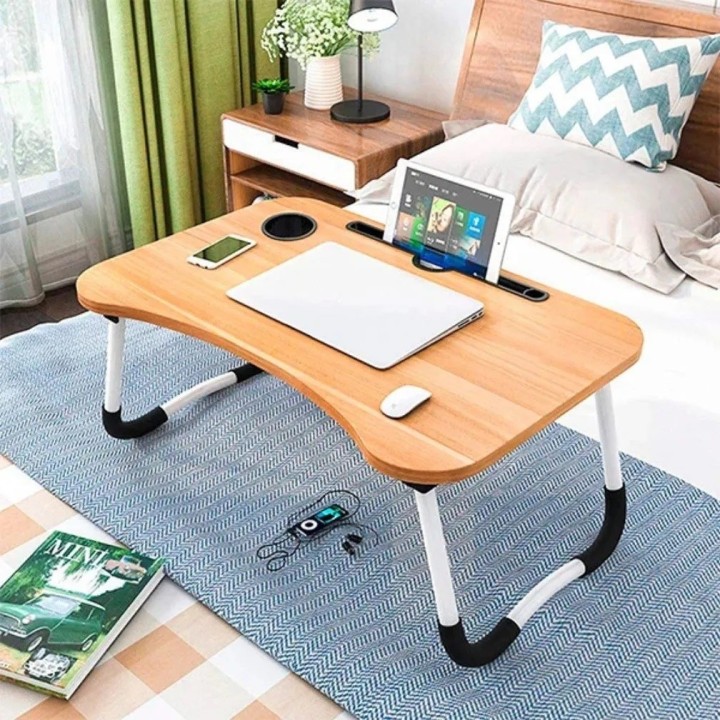Mesa Plegable Para Laptop Cama Con Cajón Y Portavasos