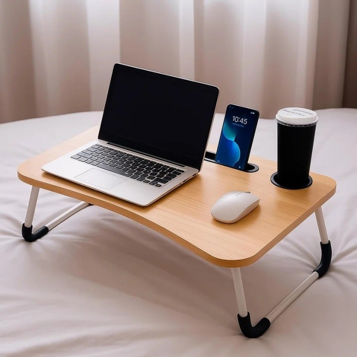 Mesa Plegable Para Laptop Cama Con Cajón Y Portavasos