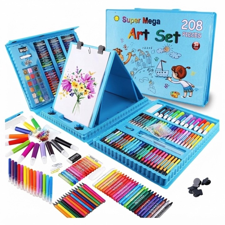 Set De Arte 208 Piezas Infantil Maletín Colores Dinosaurio