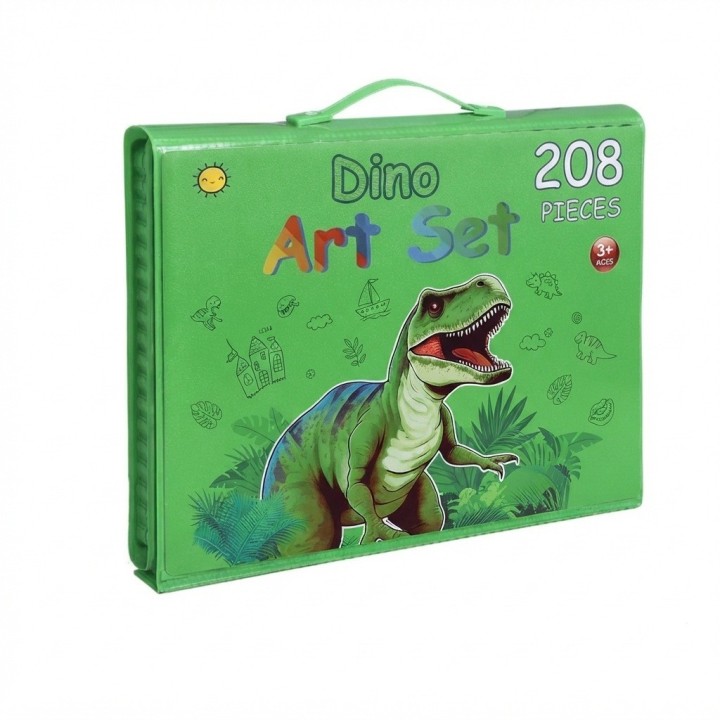 Set De Arte 208 Piezas Infantil Maletín Colores Dinosaurio